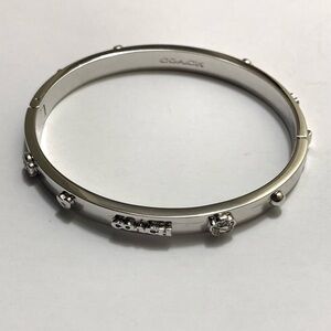 NWT Coach Women's Signature Mixed Motif Bangle Bracelet In Rhodium NWOT